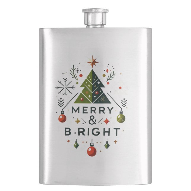 Feierliches fröhliches und helles Weihnachtsbaumde Flachmann (Vorderseite)
