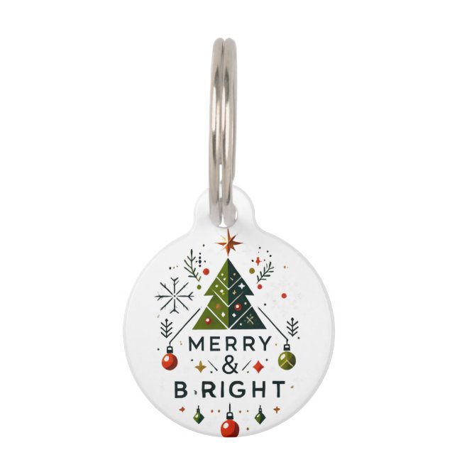 Feierliches fröhliches und helles Weihnachtsbaumde Haustiermarke (Vorderseite)