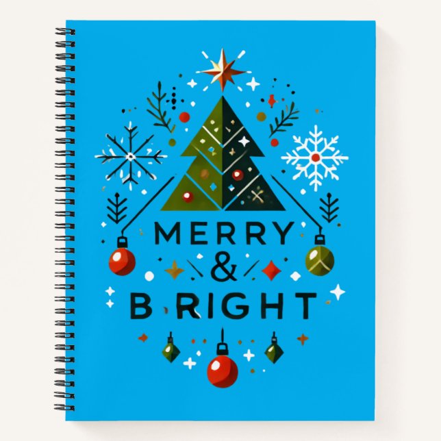 Feierliches fröhliches und helles Weihnachtsbaumde Notizbuch (Vorderseite)