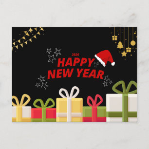 Feierliches Glück Neujahr 2026 Grußdesign Feiertagspostkarte