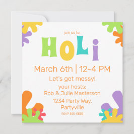 Feierliches Happy Holi farbenfrohe Paint Splashes Einladung