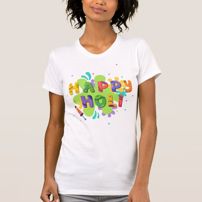 Feierliches Happy Holi farbenfrohe Paint Splashes T-Shirt (Vorderseite)