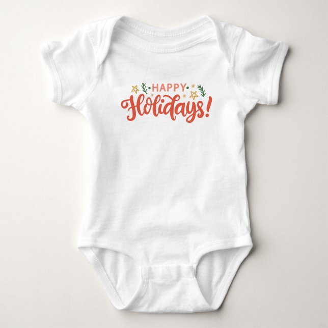 Feierliches Happy Holidays Design Baby Strampler (Vorderseite)