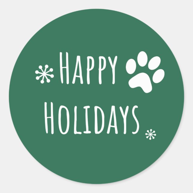 Feierliches Happy Holidays Paw Aroma Zuhause Weihn Runder Aufkleber (Vorderseite)
