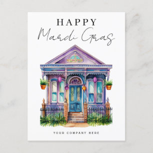 Feierliches Happy Mardi Gras House Realty Feiertagspostkarte
