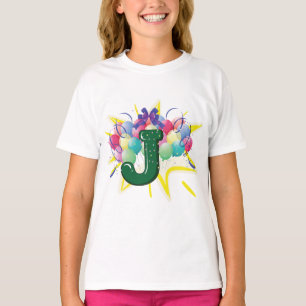 Feierliches Monogramm Buchstabe J mit Ballons T-Shirt