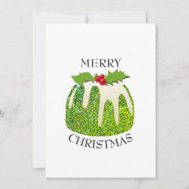 Feierliches Pudding mit Grün | GLITZER | Weihnacht Feiertagskarte