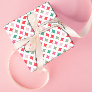 Feierliches Retro-Pastellrosa Grünes Diamantmuster Geschenkpapier