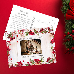 Feierliches Rotes Berry Weihnachtsfest Foto Postkarte
