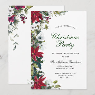 Feierliches Rotes Poinsettia Weihnachtsfest Party Einladung