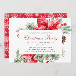 Feierliches Rotes Poinsettia Weihnachtsfest Party Einladung