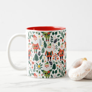 Feierliches Weihnachtsmuster Zweifarbige Tasse
