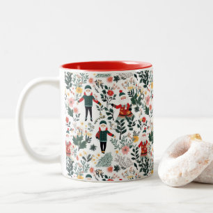 Feierliches Weihnachtsmuster Zweifarbige Tasse