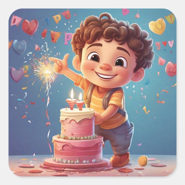 Feierlichkeiten: Herzliche Geburtstagsgrüße Quadratischer Aufkleber (Vorderseite)