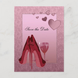 Feierlichkeiten Rot Stiletto und Rosa Herzen Ankündigungspostkarte