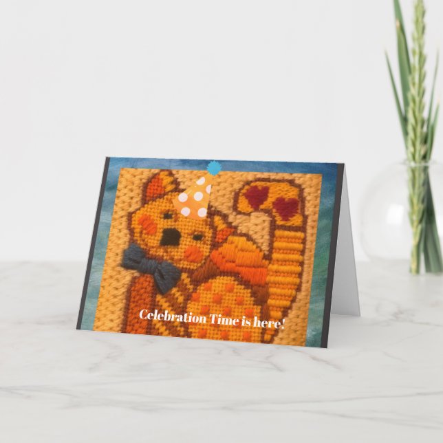 Feierlichkeiten Zeit Happy Cat Geburtstag Karte (Vorderseite)