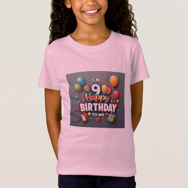 Feierlichkeiten zum 9. Geburtstag Girls' T-Shirt (Vorderseite)