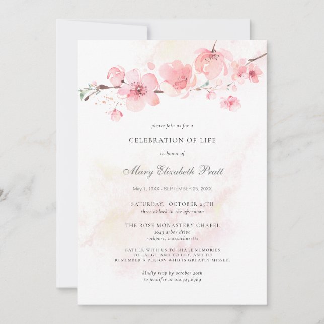 Feierlichkeiten zum Leben Beerdigung Foto Pink Flo Einladung (Vorderseite)