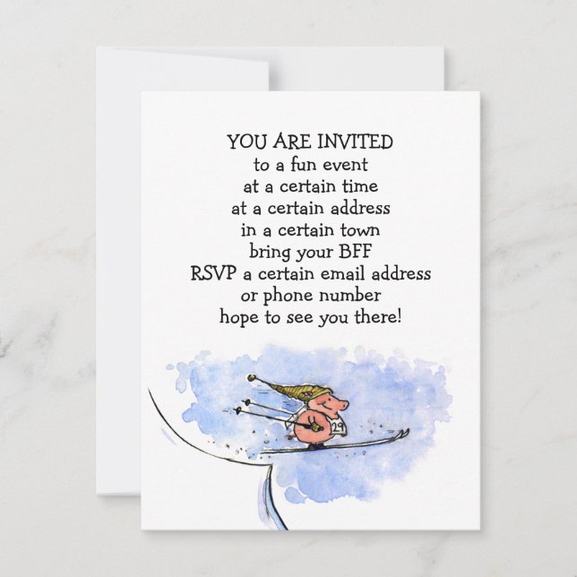 Feierlichkeiten zum Skisprung Pig Einladung (Vorderseite)