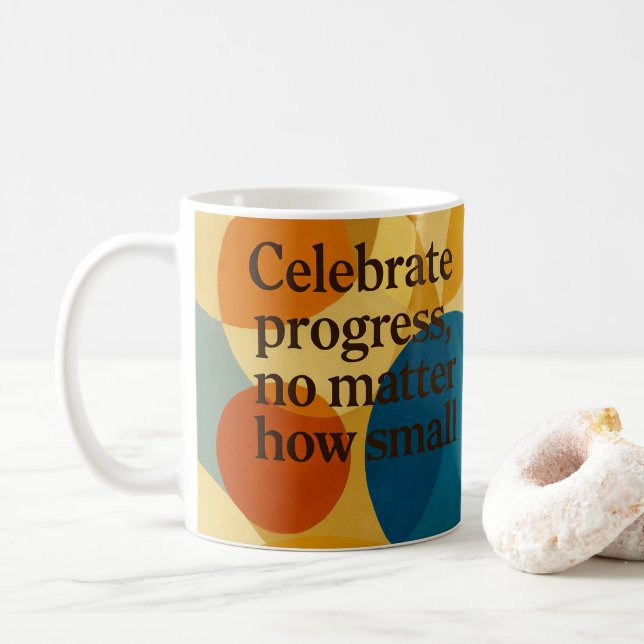 Feiermotivationszitat KI-Kunst  Kaffeetasse (Mit Donut)