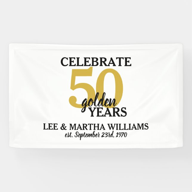 Feiern 50 Goldene Jahre 50. Hochzeitstag Banner (Horizontal)