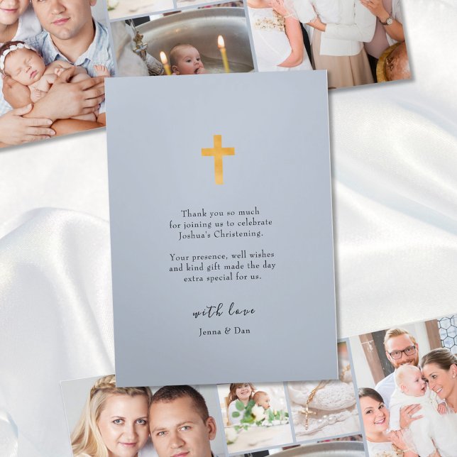 Feiern 6 Foto Pink Danke Blue Dreifach Gefaltete Karte (Von Creator hochgeladen)