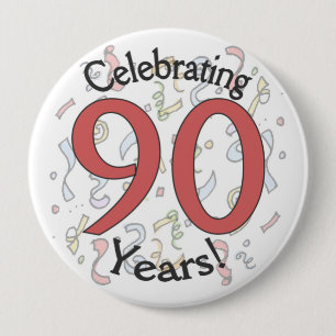 Feiern 90 Jahre Konfetti Geburtstag riesige Taste Button