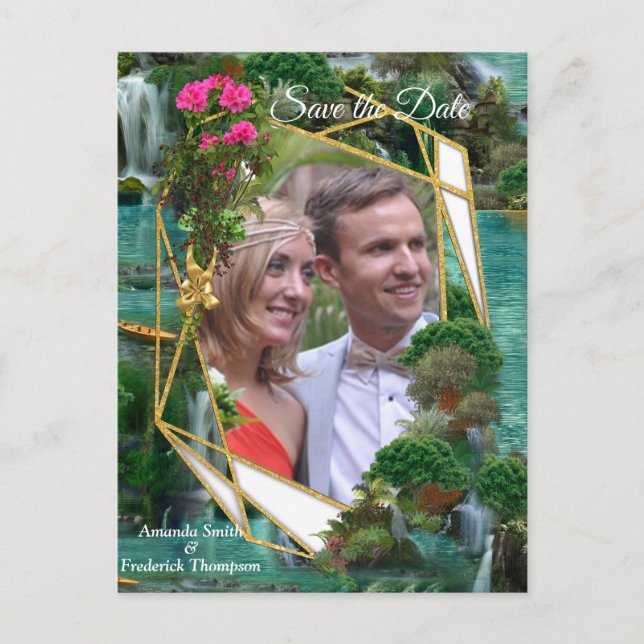 Feiern am magischen Fantasy-See Ankündigungspostkarte (Vorderseite)