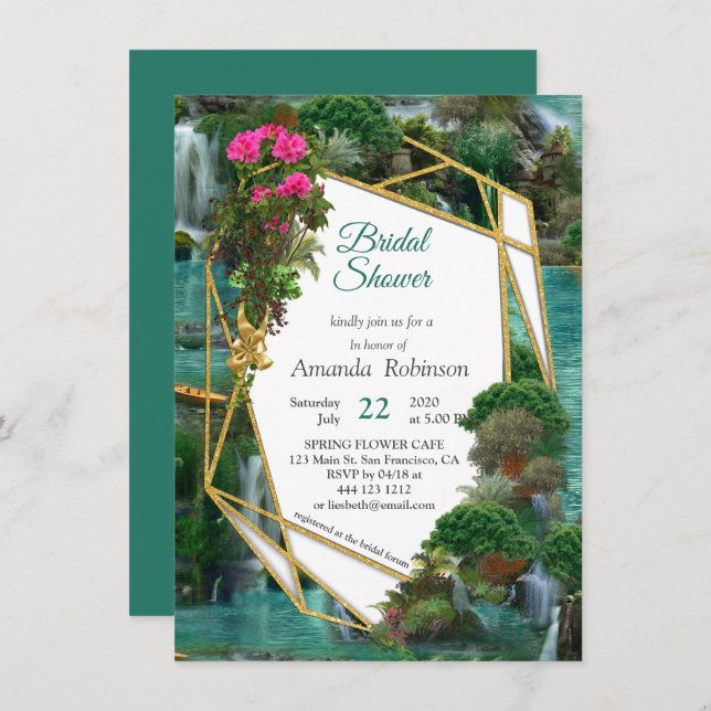 Feiern am magischen Fantasy-See Einladung (Vorne/Hinten)