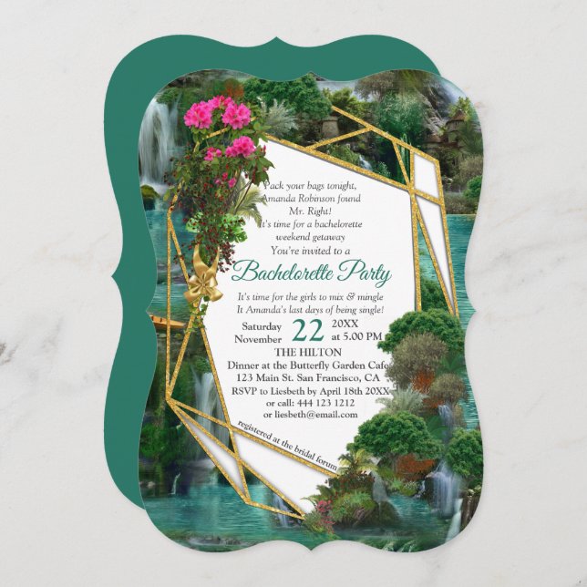 Feiern am magischen Fantasy-See Einladung (Vorne/Hinten)