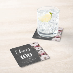 Feiern bis 100. Geburtstag Rechteckiger Pappuntersetzer