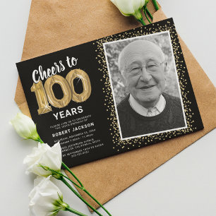 Feiern bis 100 Jahre 100. Geburtstag Foto Einladung