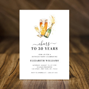 Feiern bis 30 Jahre Bier Thema 30. Geburtstag Part Einladung