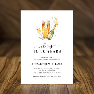 Feiern bis 30 Jahre Bier Thema 30. Geburtstag Part Einladung