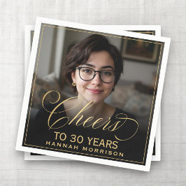 Feiern bis 30 Jahre Geburtstag Foto Gold Black Serviette