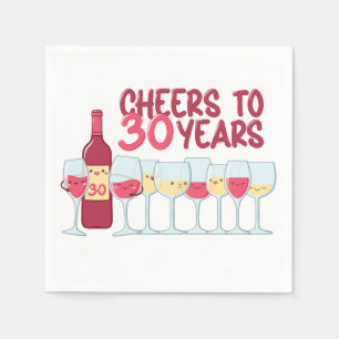 Feiern bis 30 Jahre Wein und Kawaii Geburtstagspar Serviette