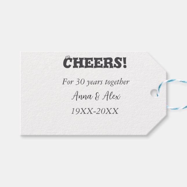 Feiern bis 30 Jahre zusammen Jubiläum geben den Na Geschenkanhänger (Vorderseite (Horizontal))