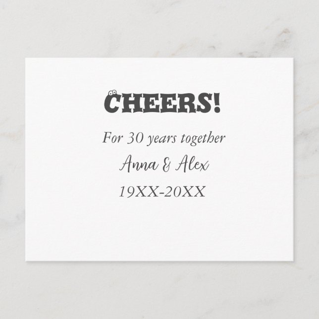 Feiern bis 30 Jahre zusammen Jubiläum geben den Na Postkarte (Vorderseite)