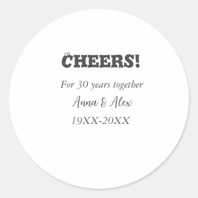 Feiern bis 30 Jahre zusammen Jubiläum geben den Na Runder Aufkleber (Vorderseite)