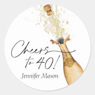 Feiern bis 40. Geburtstag Champagner Runder Aufkleber