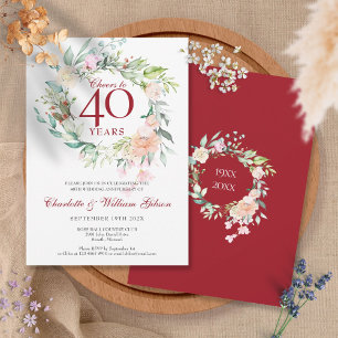 Feiern bis 40 Jahre 40. Hochzeit Jahrestag Blumenk Einladung