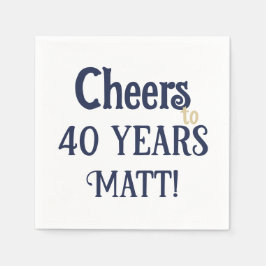 Feiern bis 40 Jahre Geburtstag Blau und Gold Napki Serviette