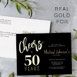 Feiern bis 50 Jahre 50. Geburtstagsparty elegant Folie Einladungspostkarte<br><div class="desc">Elegante trendige reale Goldfolie Luxus kühne Handschrift Drehbuch Jubel zu 50 Jahren Geburtstag Party Einladung Postcard. Bitte beachten Sie,  dass Sie die Goldfolie in Rose Gold oder Silber ändern können.</div>