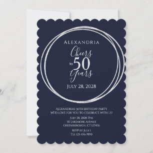 Feiern bis 50 Jahre Geburtstagsparty Silber Einladung