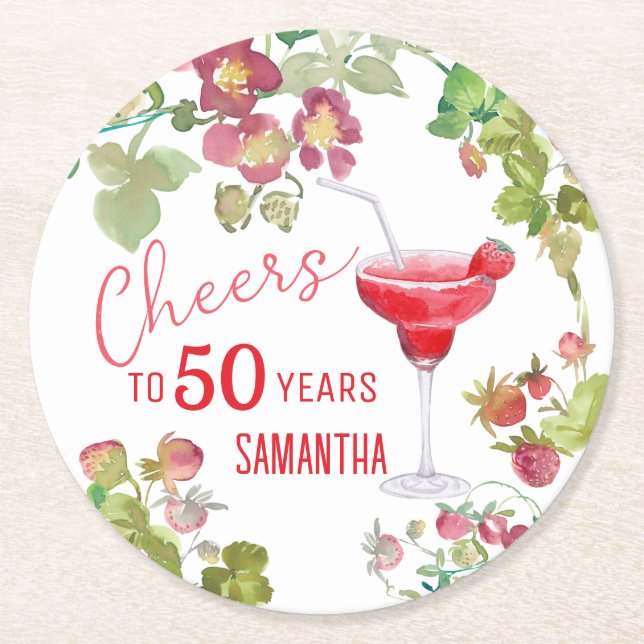 Feiern bis 50 Jahre Meilenstein Geburtstag Runder Pappuntersetzer (Vorderseite)