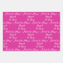 Feiern bis 60 Jahre Pink Lavendel 60. Jahrestag Geschenkpapier Set