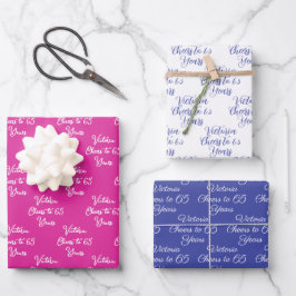 Feiern bis 65 Jahre Pink Lavender 65. Geburtstag Geschenkpapier Set
