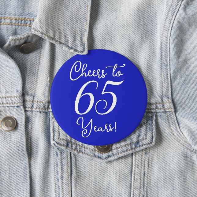 Feiern bis 65 Jahre Royal Blue Birthday Party Button (Beispiel)