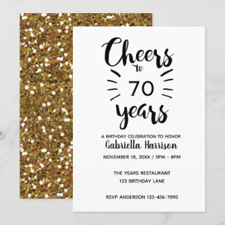 Feiern bis 70 Jahre - Gold Glitzer 70. Geburtstag Einladung