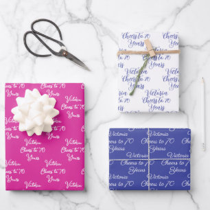 Feiern bis 70 Jahre Pink Lavender 70. Geburtstag Geschenkpapier Set